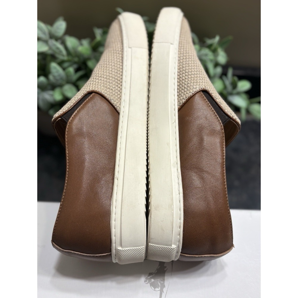 Robert Graham Mens Sz 10 Slip On Nico Loafers Breathable Ivory W/ Brown Leather - Picture 3 of 13